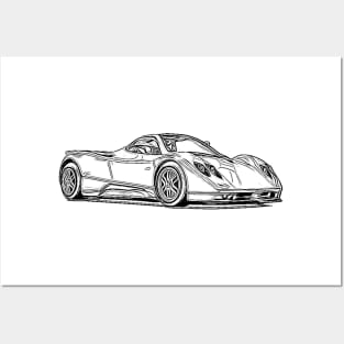 Pagani Zonda C12S Supercar Racing Wireframe Posters and Art